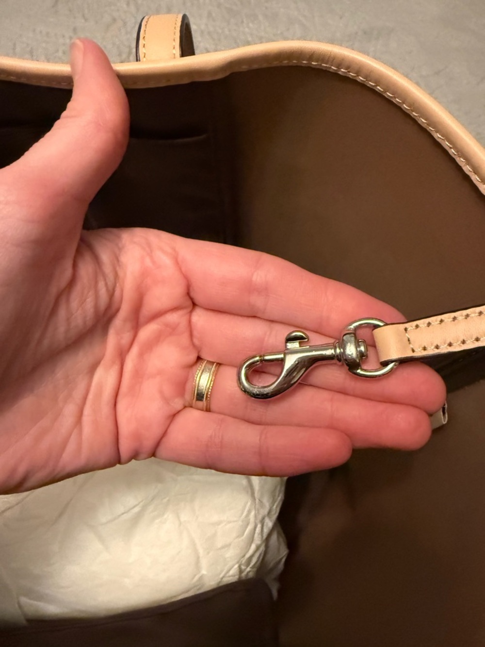Like New Coach Dark Brown Tote with Tan Trim - Picture 6 of 13